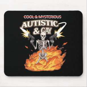 Autistic and Gay Skeleton Funny Autismus Bewusstse Mousepad