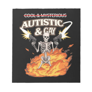 Autistic and Gay Skeleton Funny Autismus Bewusstse Notizblock