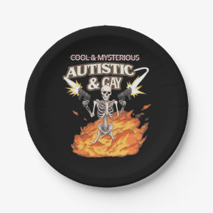 Autistic and Gay Skeleton Funny Autismus Bewusstse Pappteller