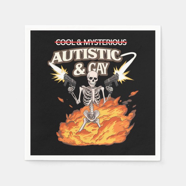 Autistic and Gay Skeleton Funny Autismus Bewusstse Serviette (Vorderseite)