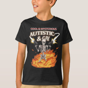 Autistic and Gay Skeleton Funny Autismus Bewusstse T-Shirt