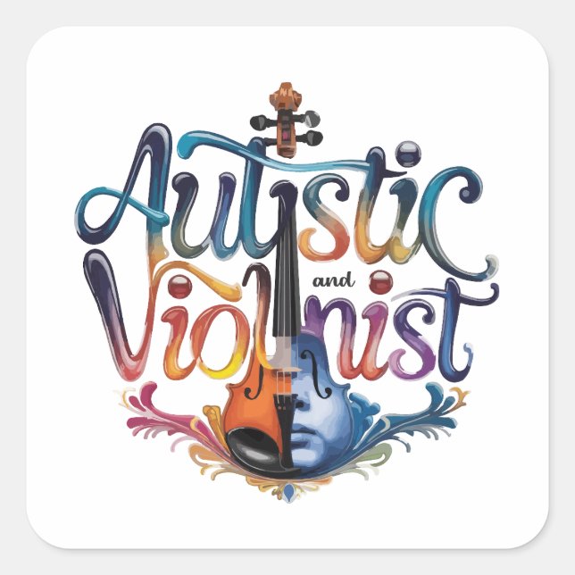 Autistic and violinist quadratischer aufkleber (Vorderseite)