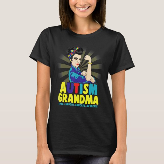 Autistic Autism Awareness Grandma Strong Shirts Wo (Vorderseite)