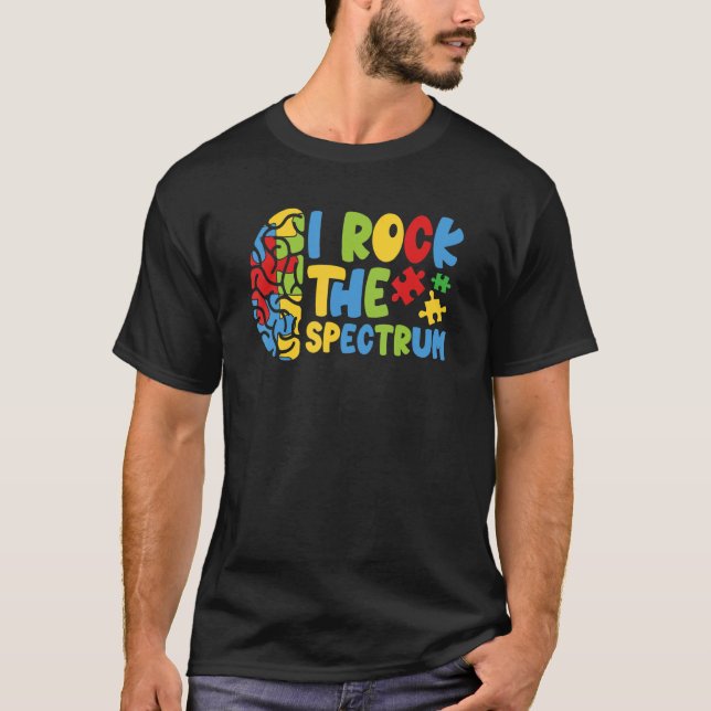 Autistic Boys Autism Awareness I Rock The Spectrum T-Shirt (Vorderseite)