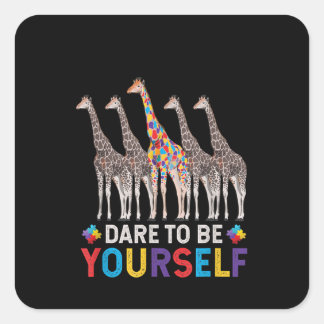Autistic|Dare to be Different Giraffe Puzzle Piece Quadratischer Aufkleber