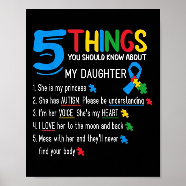 Autistic Daughter Autismus Awareness Support Mama  Poster (Vorne)