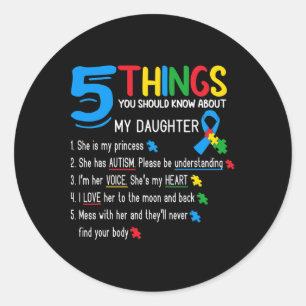 Autistic Daughter Autismus Awareness Support Mama Runder Aufkleber