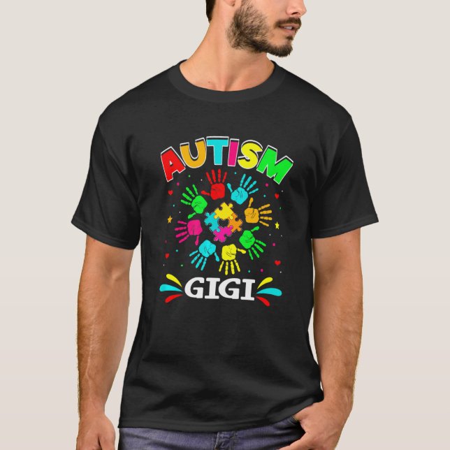 Autistic Gigi Puzzle Unterstützung Familie Autismu T-Shirt (Vorderseite)
