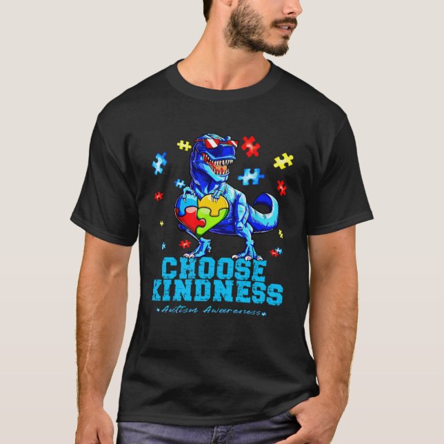 Autistic Pride Day Dinosaur TRex Choose Kindness m T-Shirt (Vorderseite)