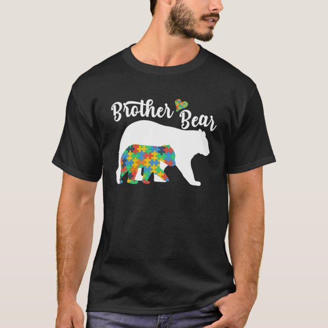 Autistic Support Autism Awareness Brother Bear Fat T-Shirt (Vorderseite)