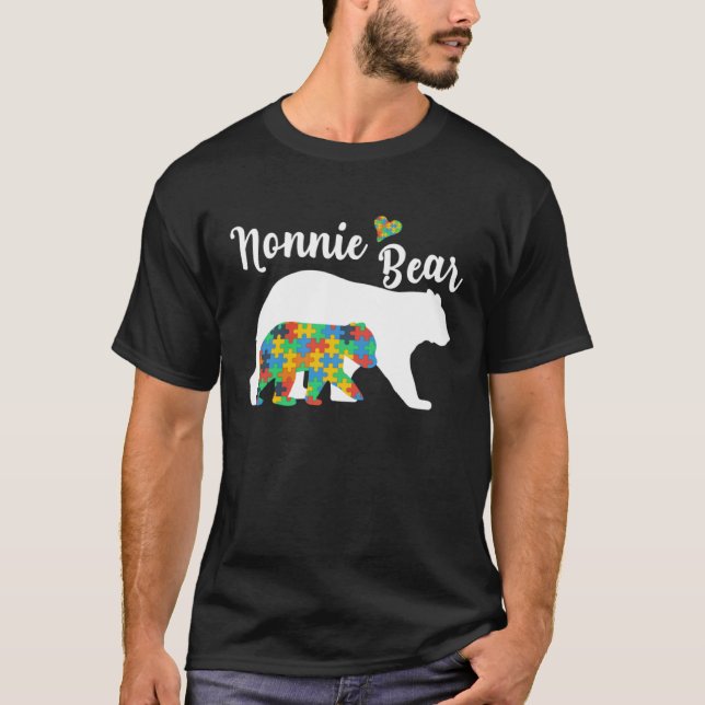 Autistic Support Autism Awareness Nonnie Bear Moth T-Shirt (Vorderseite)