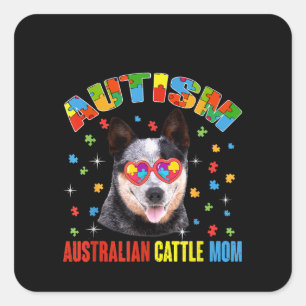 autistisch Australische Mama Rinder Puzzle Piece Quadratischer Aufkleber