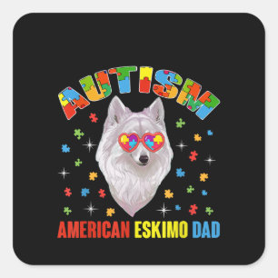 autistisch Autismus American Eskimo Vater Puzzle Quadratischer Aufkleber