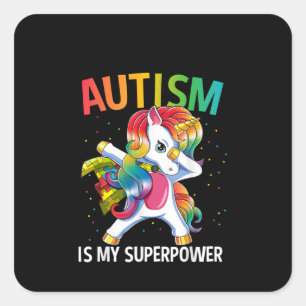 autistisch Autismus ist meine Supermacht, die Ei Quadratischer Aufkleber