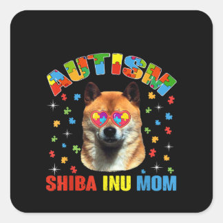autistisch | Autismus Shiba Inu Mama Puzzle Piece Quadratischer Aufkleber