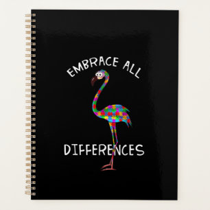 autistisch Embrace alle Unterschiede Flamingo Pu Planer