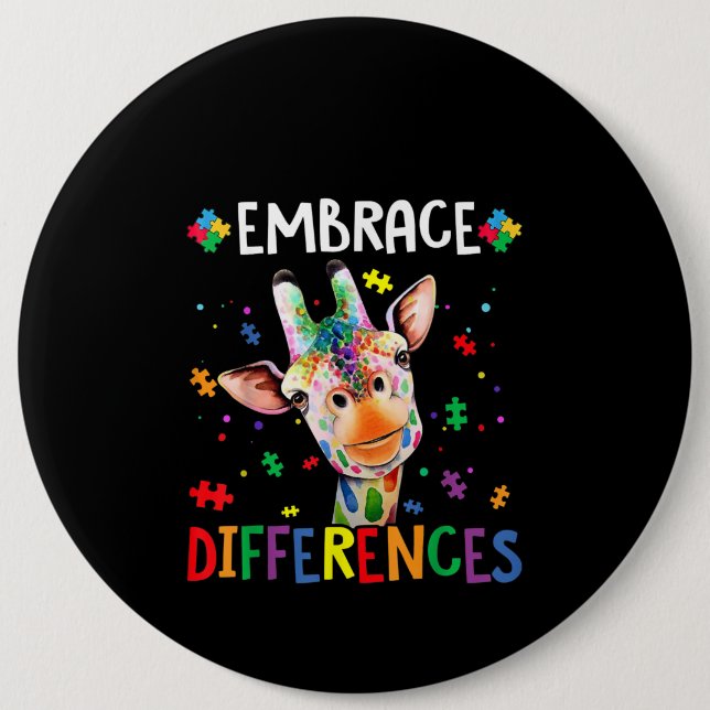 autistisch |Embrace Differenzen Giraffe Puzzle Pie Button (Vorderseite)