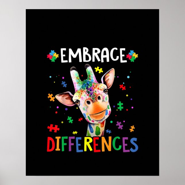 autistisch |Embrace Differenzen Giraffe Puzzle Pie Poster (Vorne)