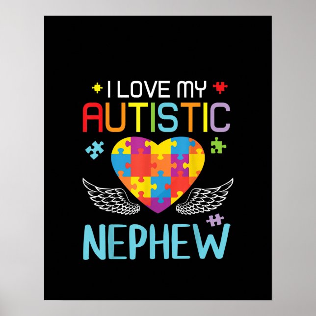 autistisch | I Liebe my Autistic Nephew Heart Puzz Poster (Vorne)