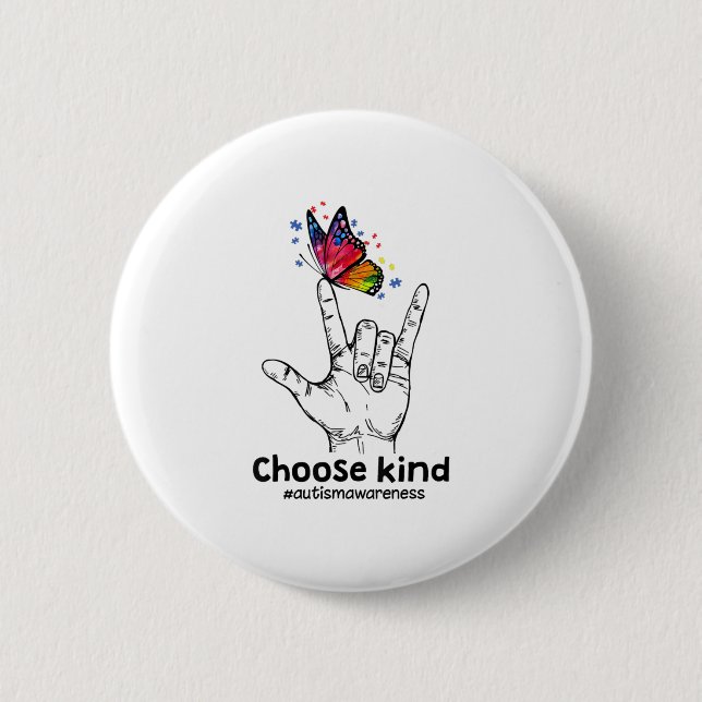 autistisch | Kind Autismus Awareness Butterfly aus Button (Vorderseite)