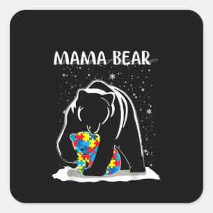 autistisch Mama Bear Autismus Puzzle Piece Snowf Quadratischer Aufkleber