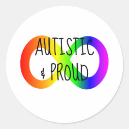 Autistisch & Proud Rainbow Unendlichkeit Neuroviel Runder Aufkleber