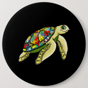 autistisch   Sea Turtle Puzzle Piece Autismus Bewu Button