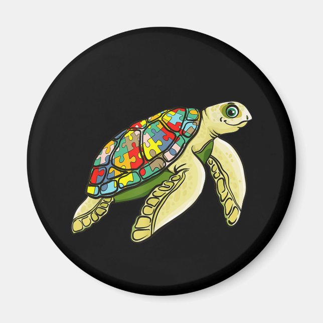 autistisch | Sea Turtle Puzzle Piece Autismus Bewu Magnet (Vorne)