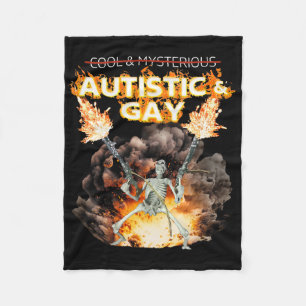 Autistisch und Gay Skelett verflucht Autismus Meme Fleecedecke