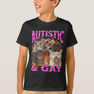 Autistisch und schwul lustiges Katzen-Meme-Bootleg T-Shirt