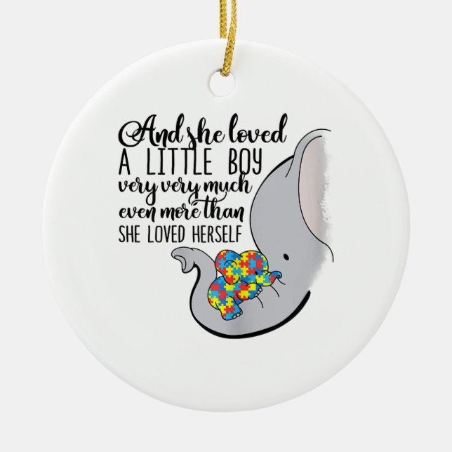 autistisch | Und sie liebte einen kleinen Jungen s Keramik Ornament (Vorne)