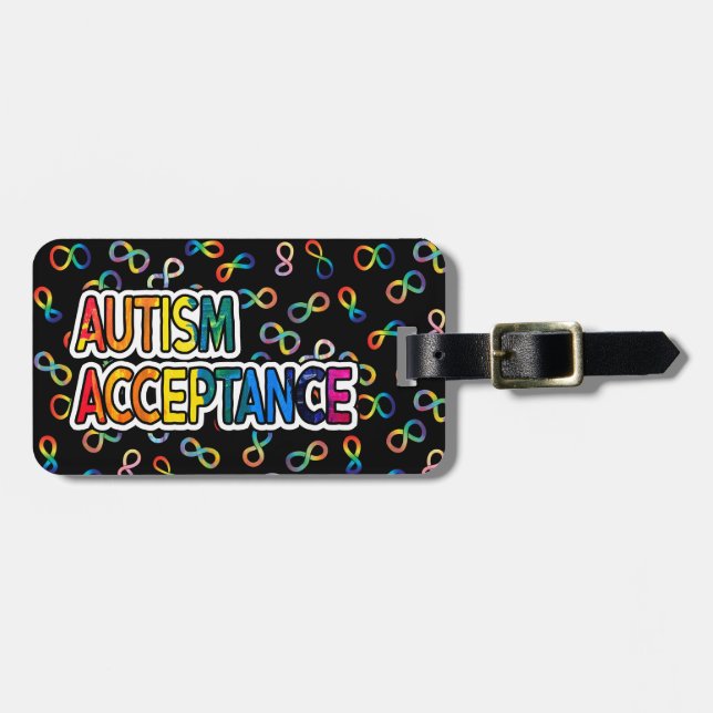 Autistische Akzeptanz | Kontaktinformationen hinzu Gepäckanhänger (Vorderseite horizontal)