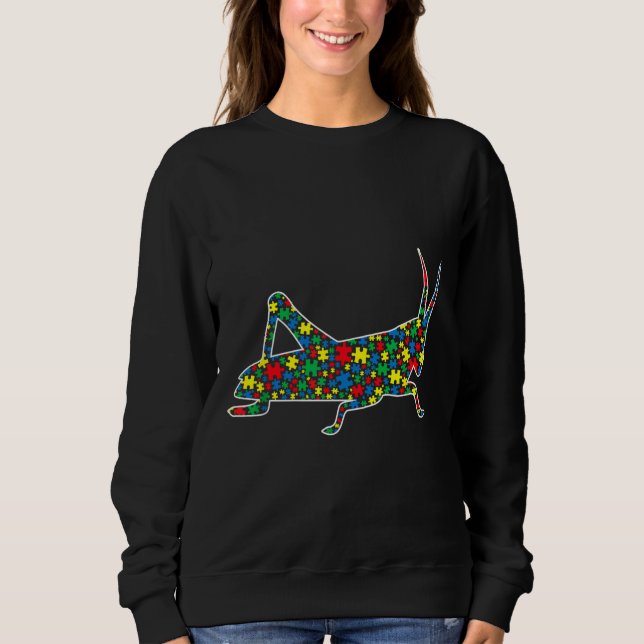 Autistische Grasshopper Puzzle Tiere unterstützen  Sweatshirt (Vorderseite)