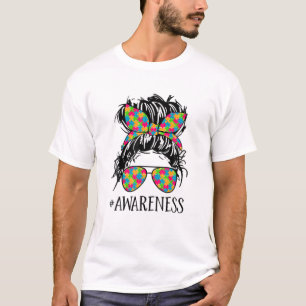 Autistische Mama Life Messy Bun Mother Day Autismu T-Shirt