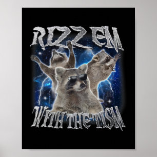 Autistische Racoon Autismus Meme Funny Rizz Em mit Poster