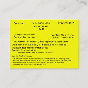 Autistische wachsame Karte V2