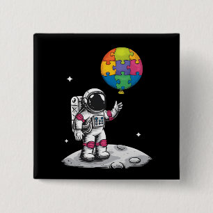 Autistischer Astronaut Ballon Weltraum Autismus-Be Button