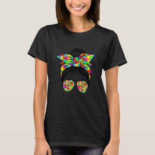 Autistischer Autism Awareness Unordentlicher Dutt T-Shirt