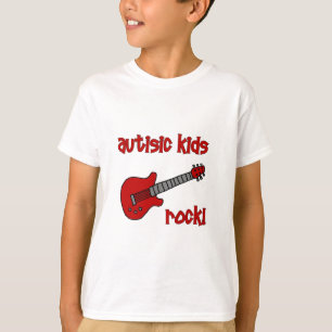 Autistischer Kinderfelsen mit Gitarre (mehrfache T-Shirt