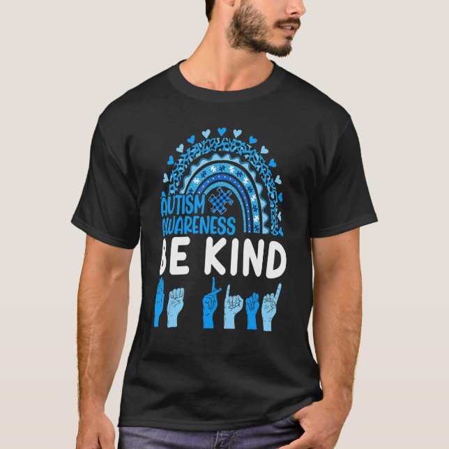 Autistischer Leopard Regenbogen Sei Freundlich Aut T-Shirt (Vorderseite)
