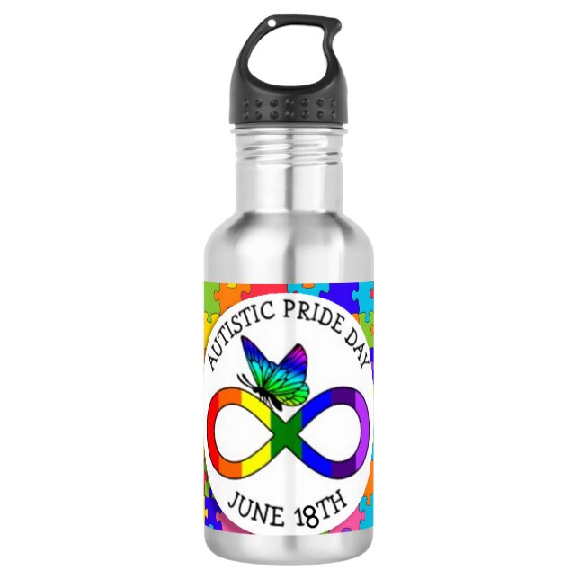 Autistischer Pride Tag 18 Juni Wasserflasche Edelstahlflasche (Vorderseite)