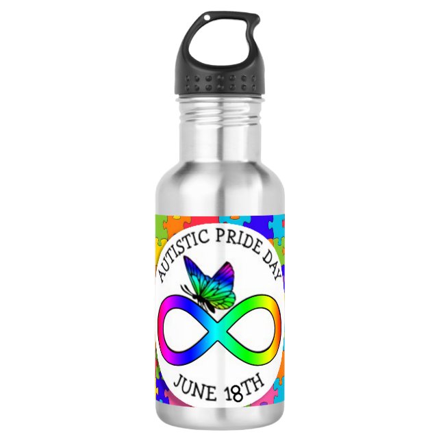 Autistischer Pride Tag 18 Juni Wasserflasche Edelstahlflasche (Vorderseite)
