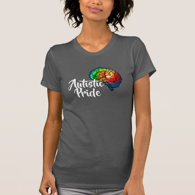Autistischer Stolz-Regenbogen-Gehirn-T - Shirt (Vorderseite)