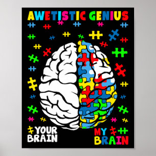 Autistisches Genie Autismus Gehirn Puzzle Bewussts Poster
