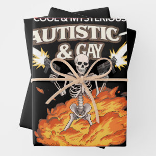 Autistisches und schwules Skelett Lustige Autismus Geschenkpapier Set