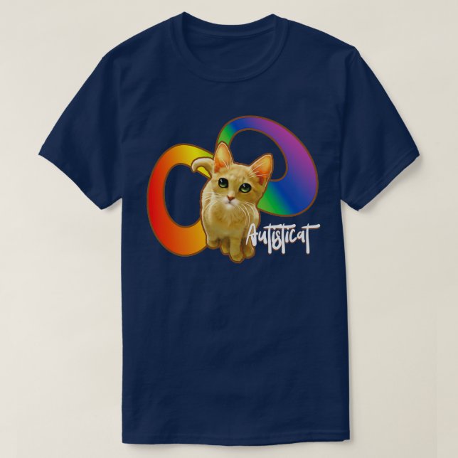 Autiticat autistische Katze Stolz Regenbogen Unend T-Shirt (Design vorne)