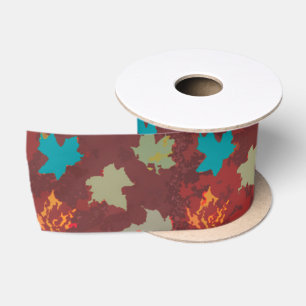 Autmn Solid Flying Blätter - Burnt Umber/Orange Satinband