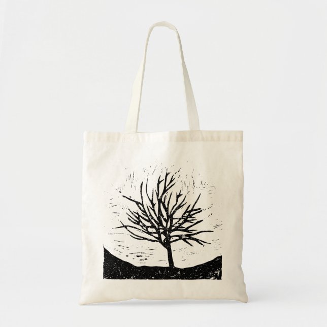 Autmnal Tree Lino Print Tragetasche (Vorne)