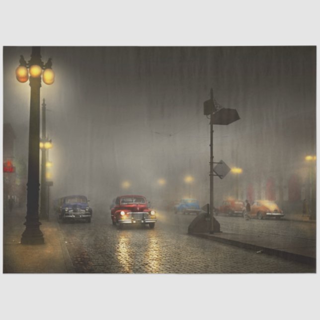 Auto - Auf einer einsamen Straße 1940 Seidenpapier (Vorderseite)