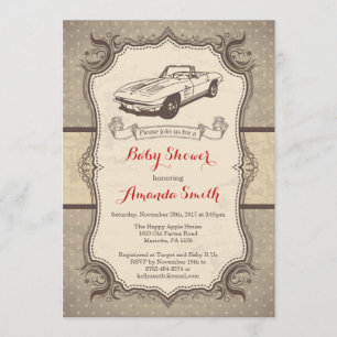 Auto-Baby-Shower-Einladung Vintage Retro Einladung